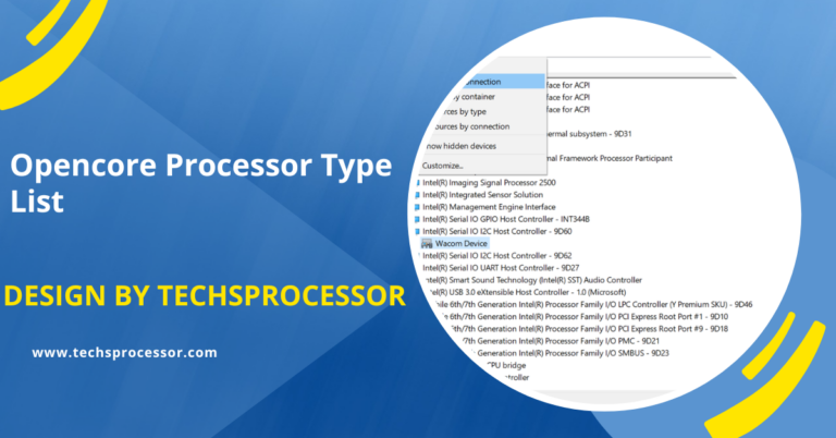 Opencore Processor Type List